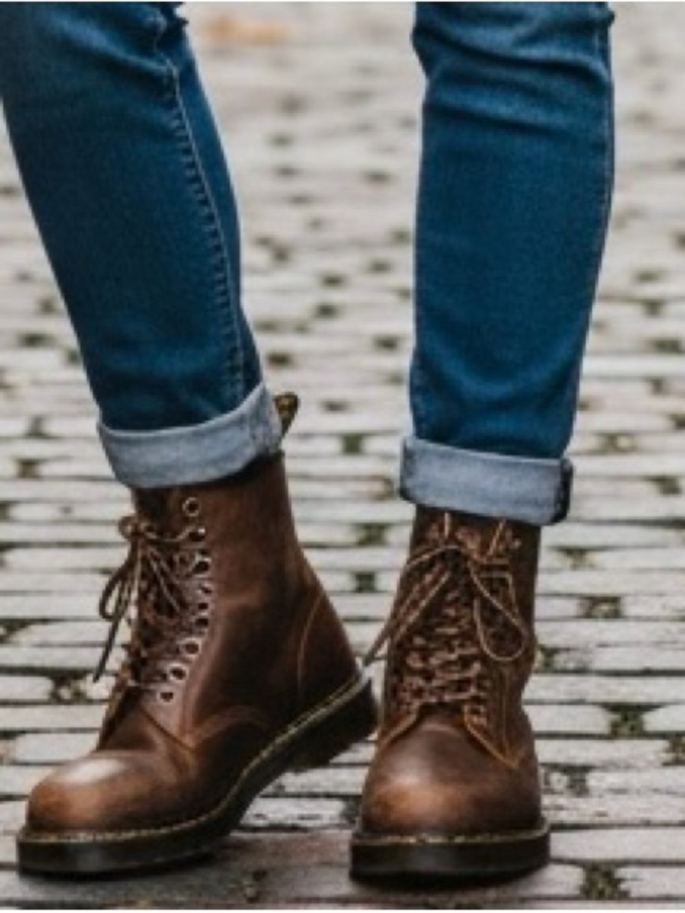 Dr. Martens 1460 SR Brown Leather Slip Resistant Boots M7 W8 EU39 NWT